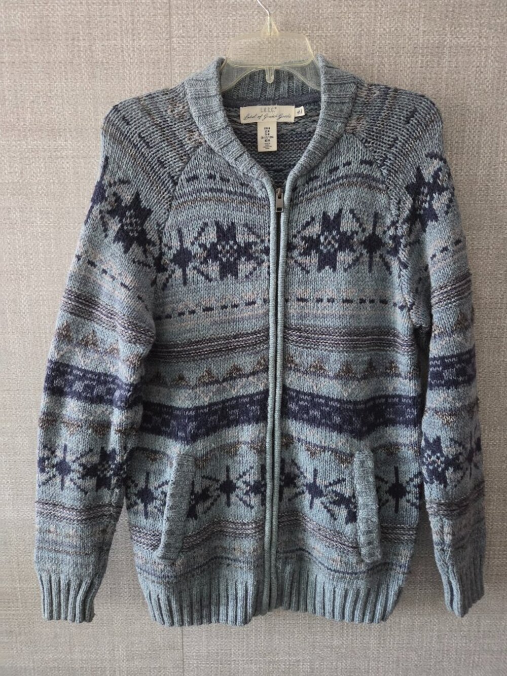 H&M Label of Graded Goods men's full zip front cardigan size M.